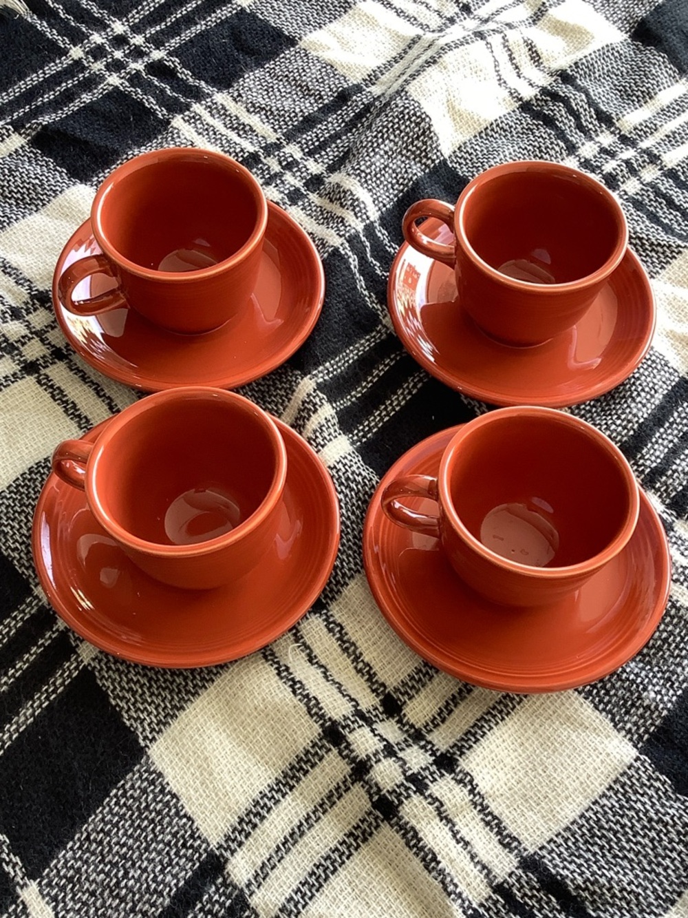 Fiestaware Paprika Colored Teacup & Saucer Set Of 4